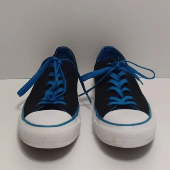 CONVERSE All Star Low Ox Black Blue White Canvas Shoes Men 6 Woman's 8 Sneakers - Picture 3 of 7